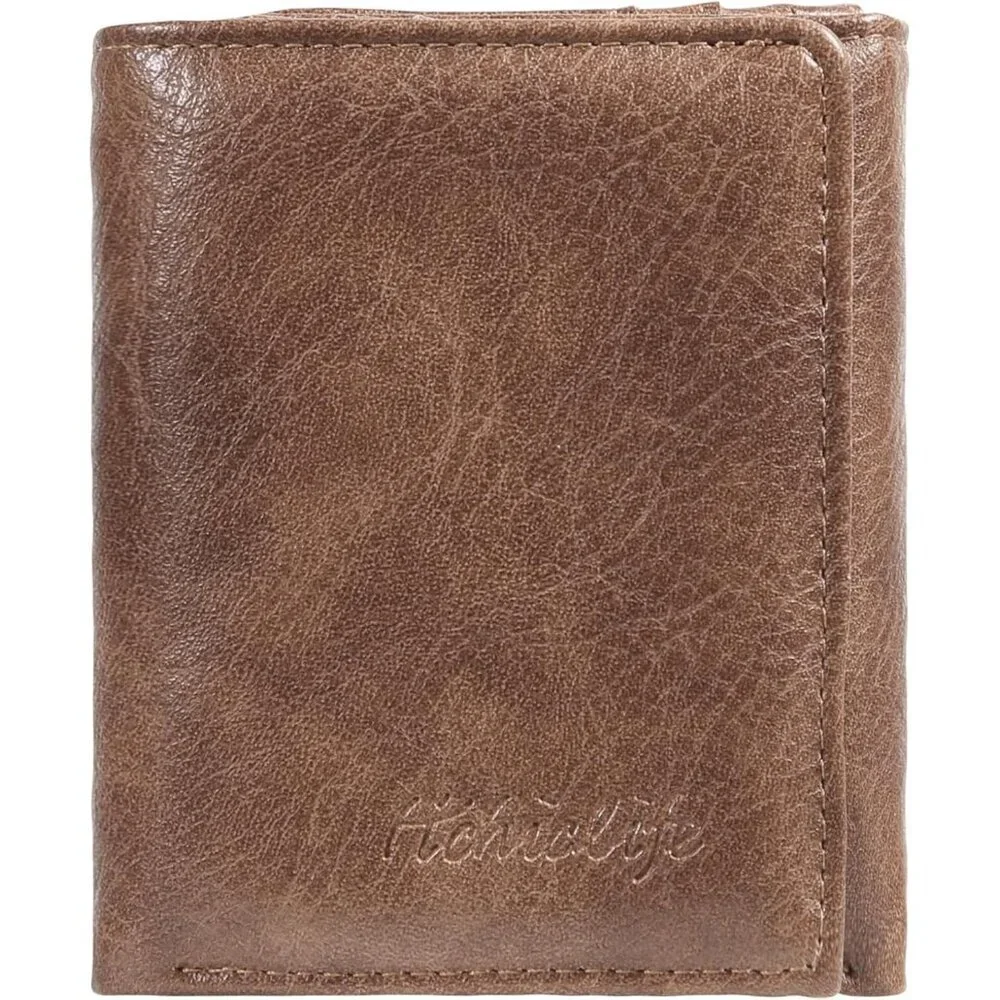 Men's Coffee Wallet Card Classic Leather Design Durable Multiple Front Pocket